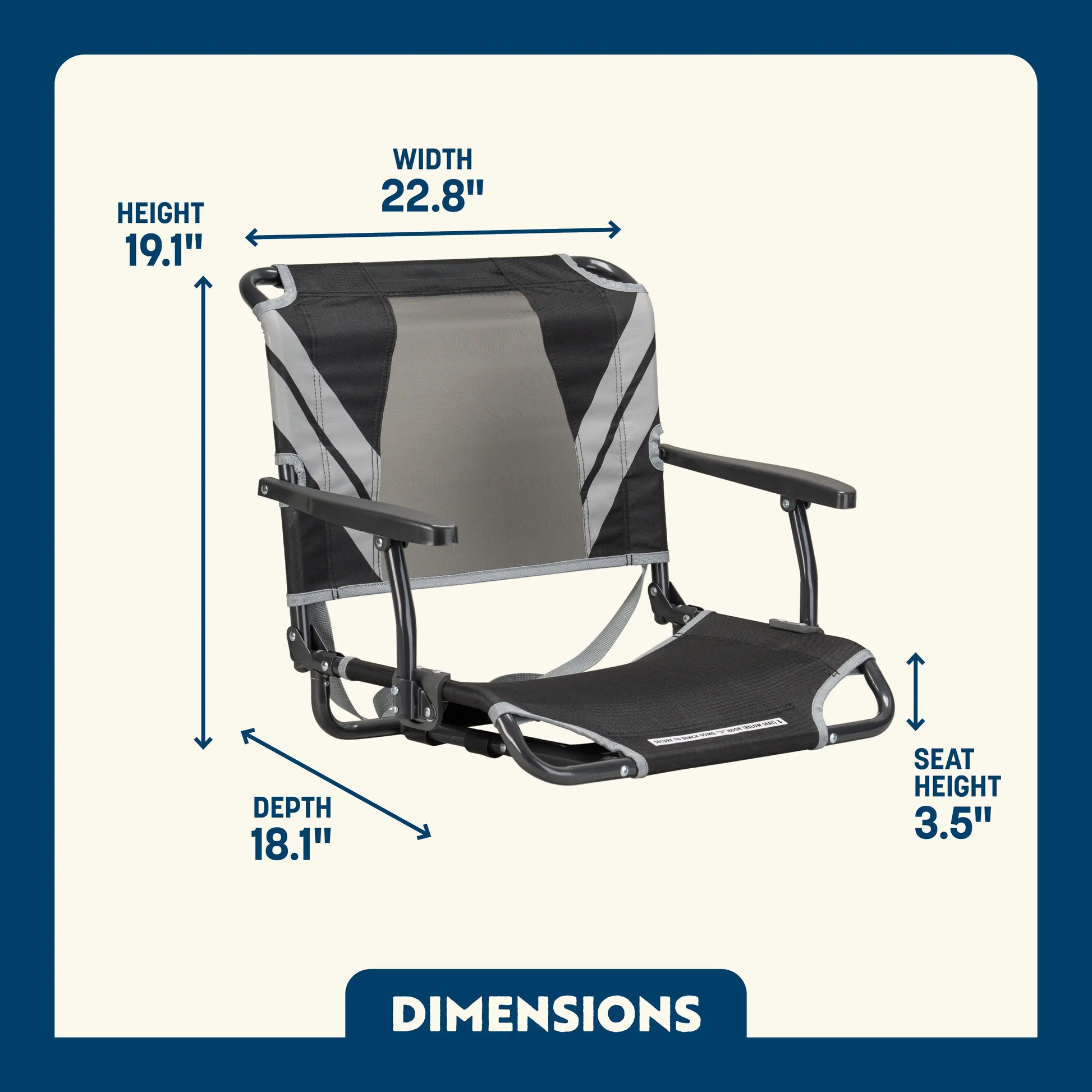 Compact Cushion Big Comfort Stadium Chair with Armrests - Choice 465 - Lightweight Folding Bleacher Chair with Cushioning Detail