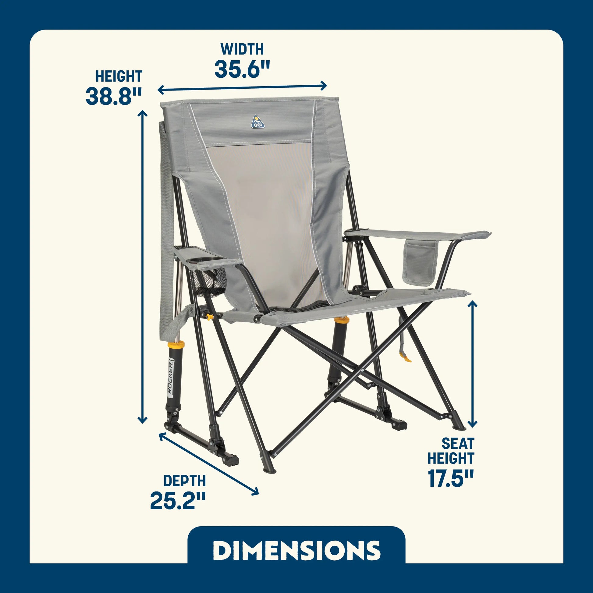 Heavy-Duty Freestyle Comfort Pro Rocker - Choice 375 - Freestyle Rocker Portable Outdoor Folding Chair Detail