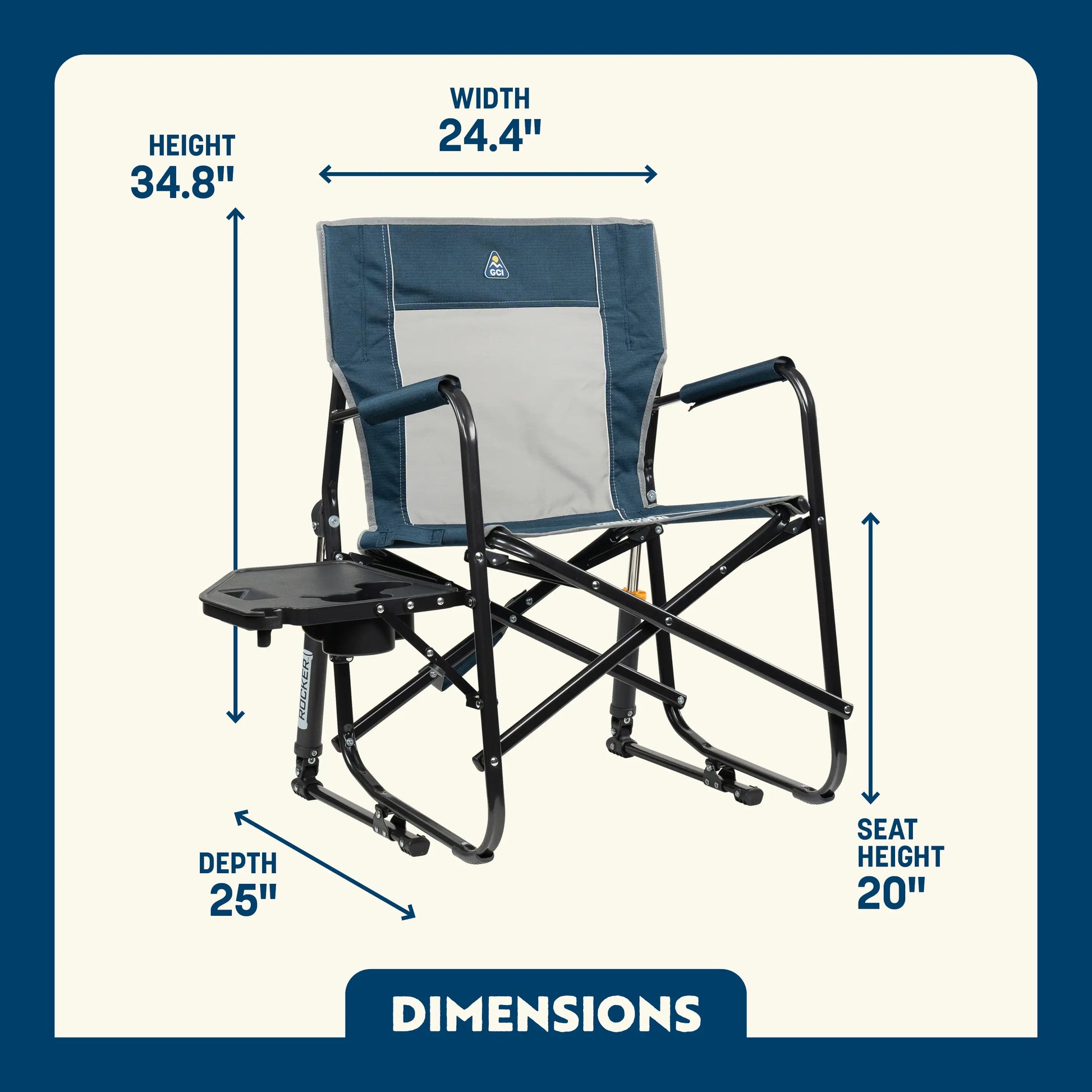Heavy-Duty Freestyle Freestyle Rocker with Side Table - Choice 853 - RoadTrip Rocker Smooth Motion Camp Chair Detail