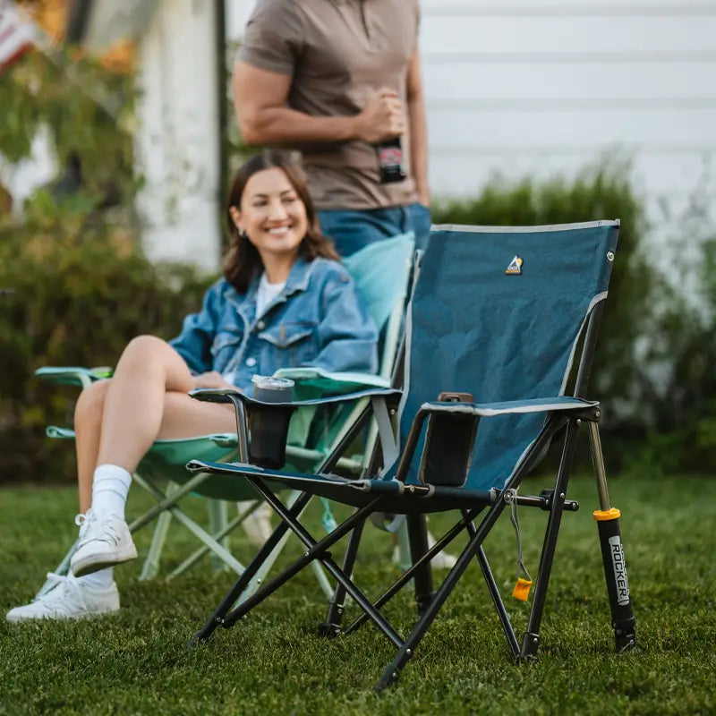 Smooth Motion Kickback Rocker - Choice 345 - Patented Spring-Action Rocking Chair for Camping Detail