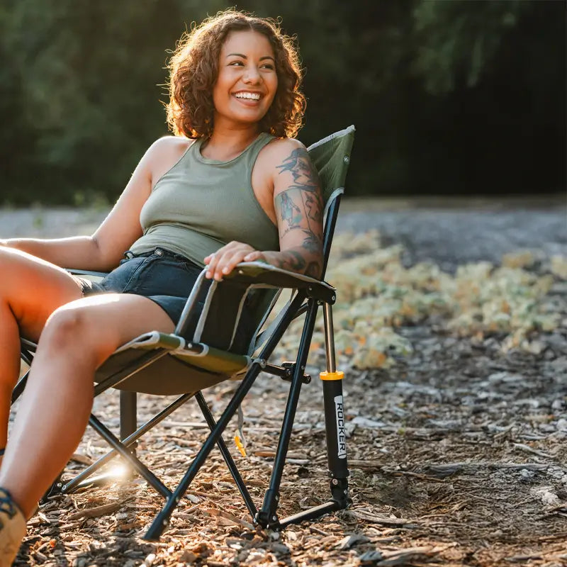 Smooth Motion Kickback Rocker - Choice 345 - Patented Spring-Action Rocking Chair for Camping Detail