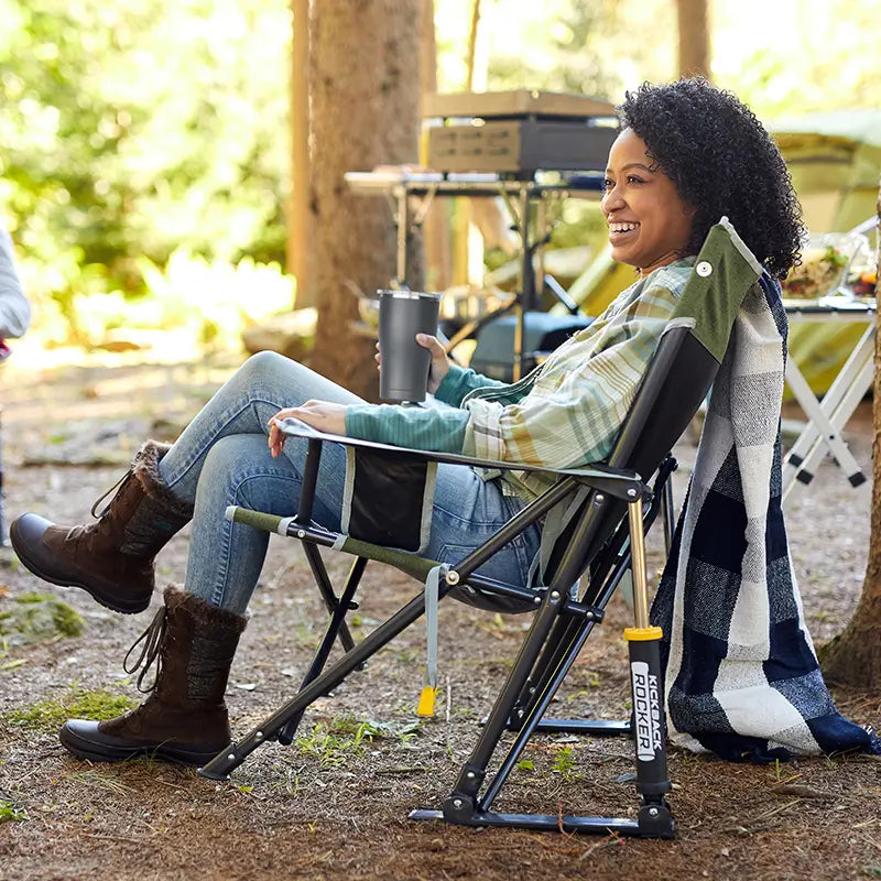 Smooth Motion Kickback Rocker - Choice 345 - Patented Spring-Action Rocking Chair for Camping Detail