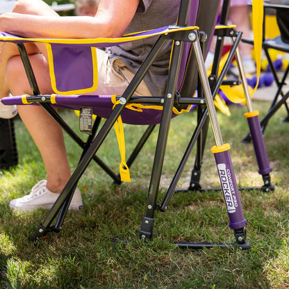 Luxury Camp College Comfort Pro Rocker - LSU Tigers - Choice 880 - RoadTrip Rocker Smooth Motion Camp Chair Detail