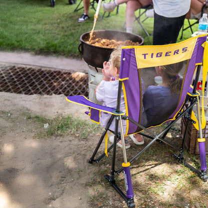 Luxury Camp College Comfort Pro Rocker - LSU Tigers - Choice 880 - RoadTrip Rocker Smooth Motion Camp Chair Detail