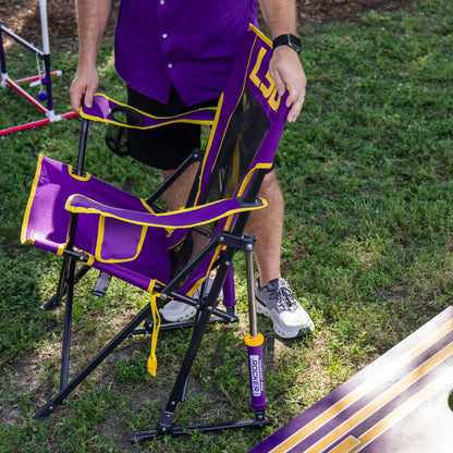 Luxury Camp College Comfort Pro Rocker - LSU Tigers - Choice 880 - RoadTrip Rocker Smooth Motion Camp Chair Detail