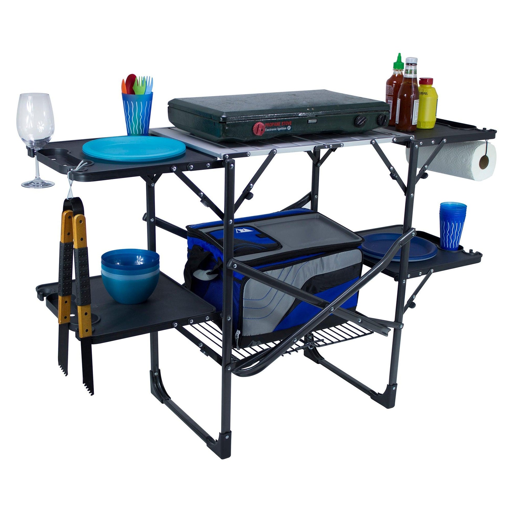 Compact Grilling Slim-Fold Cook Station - Choice 575 - Portable Compact BBQ Grilling Tool Set Detail