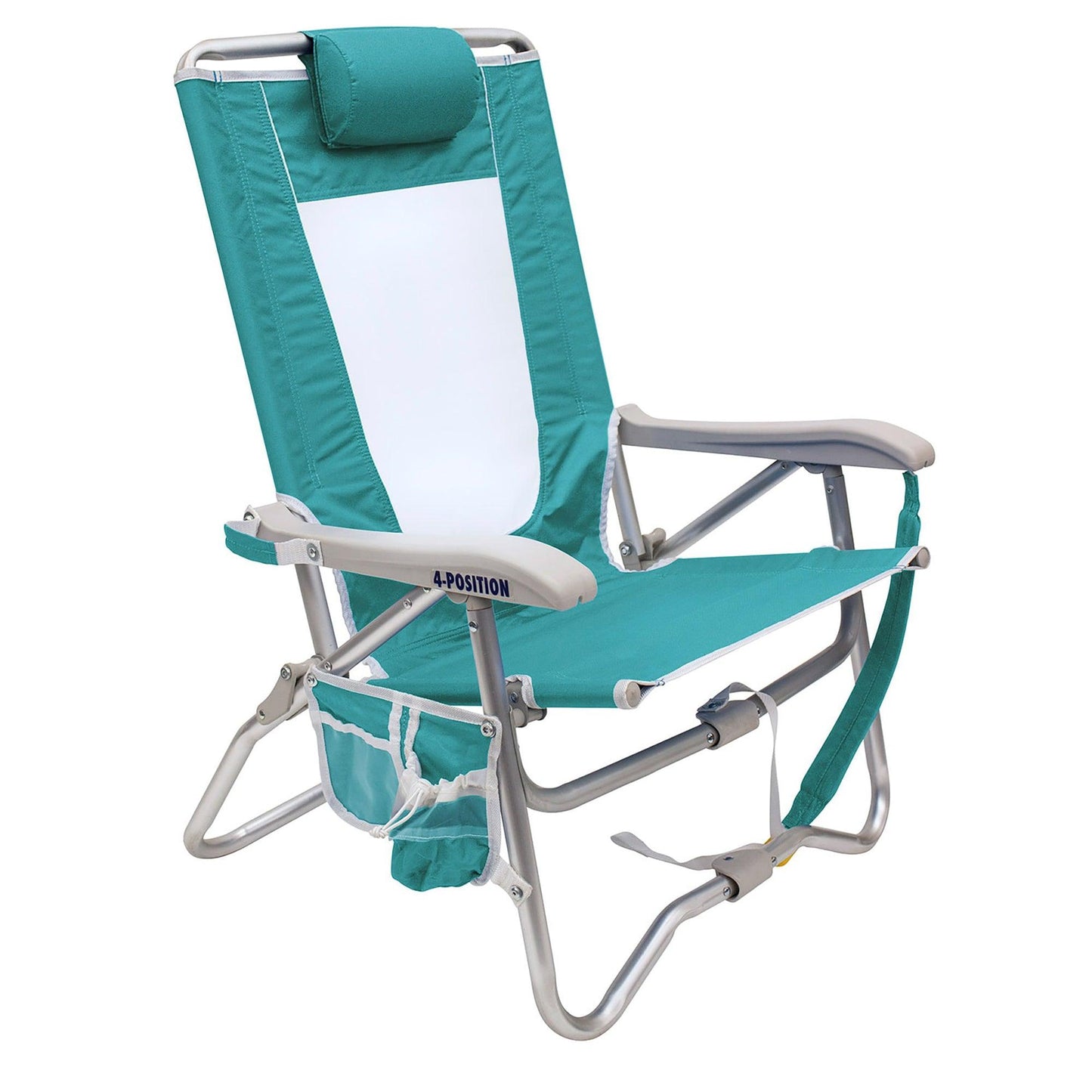 Rust-Resistant Aluminum Bi-Fold Beach Chair - Choice 601 - Rust-Resistant Aluminum Sand-Friendly Lounge Chair - Seafoam