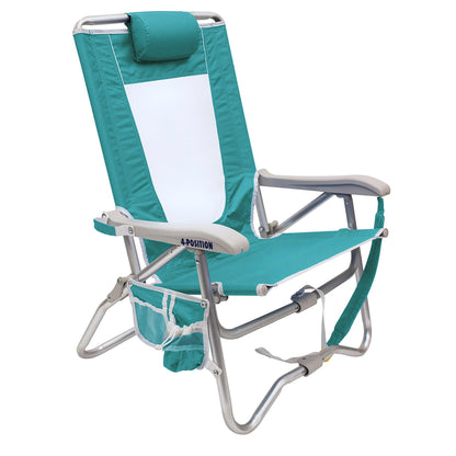 Rust-Resistant Aluminum Bi-Fold Beach Chair - Choice 601 - Rust-Resistant Aluminum Sand-Friendly Lounge Chair - Seafoam