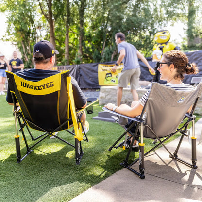Luxury Camp College Comfort Pro Rocker - Iowa Hawkeyes - Choice 249 - Patented Spring-Action Rocking Chair for Camping Detail