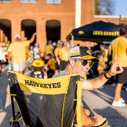 Luxury Camp College Comfort Pro Rocker - Iowa Hawkeyes - Choice 249 - Patented Spring-Action Rocking Chair for Camping Detail