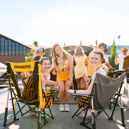 Luxury Camp College Comfort Pro Rocker - Iowa Hawkeyes - Choice 249 - Patented Spring-Action Rocking Chair for Camping Detail