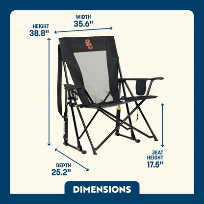 Luxury Camp College Comfort Pro Rocker - USC Trojans - Choice 856 - Freestyle Rocker Portable Outdoor Folding Chair Detail