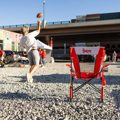 Luxury Camp College Comfort Pro Rocker - Nebraska Cornhuskers - Choice 161 - RoadTrip Rocker Smooth Motion Camp Chair Detail
