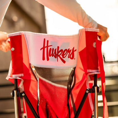 Luxury Camp College Comfort Pro Rocker - Nebraska Cornhuskers - Choice 161 - RoadTrip Rocker Smooth Motion Camp Chair Detail