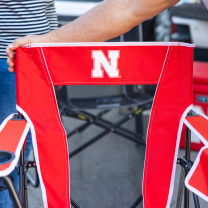 Luxury Camp College Comfort Pro Rocker - Nebraska Cornhuskers - Choice 161 - RoadTrip Rocker Smooth Motion Camp Chair Detail