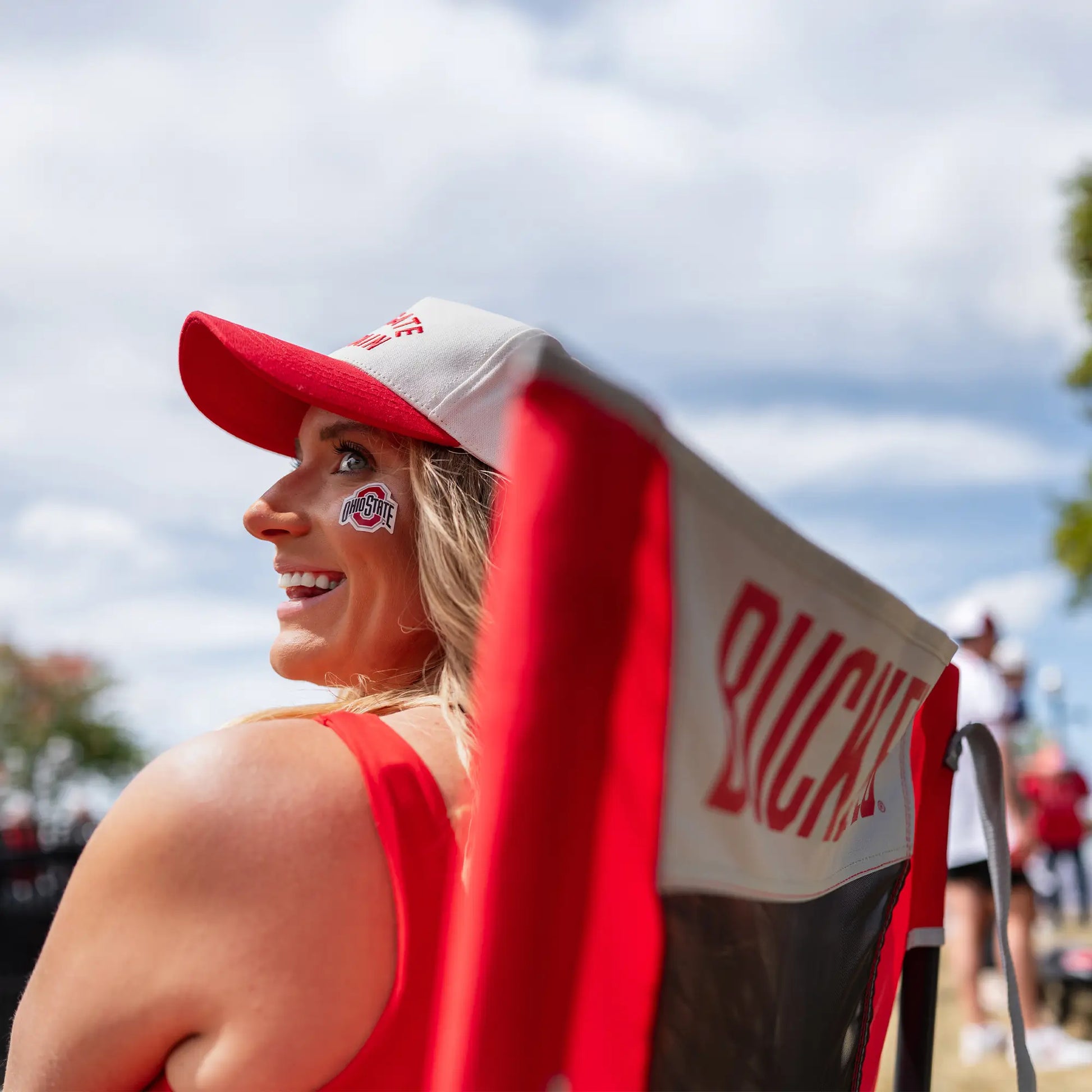 Patented Spring-Action College Comfort Pro Rocker - Ohio State Buckeyes - Choice 676 - RoadTrip Rocker Smooth Motion Camp Chair Detail