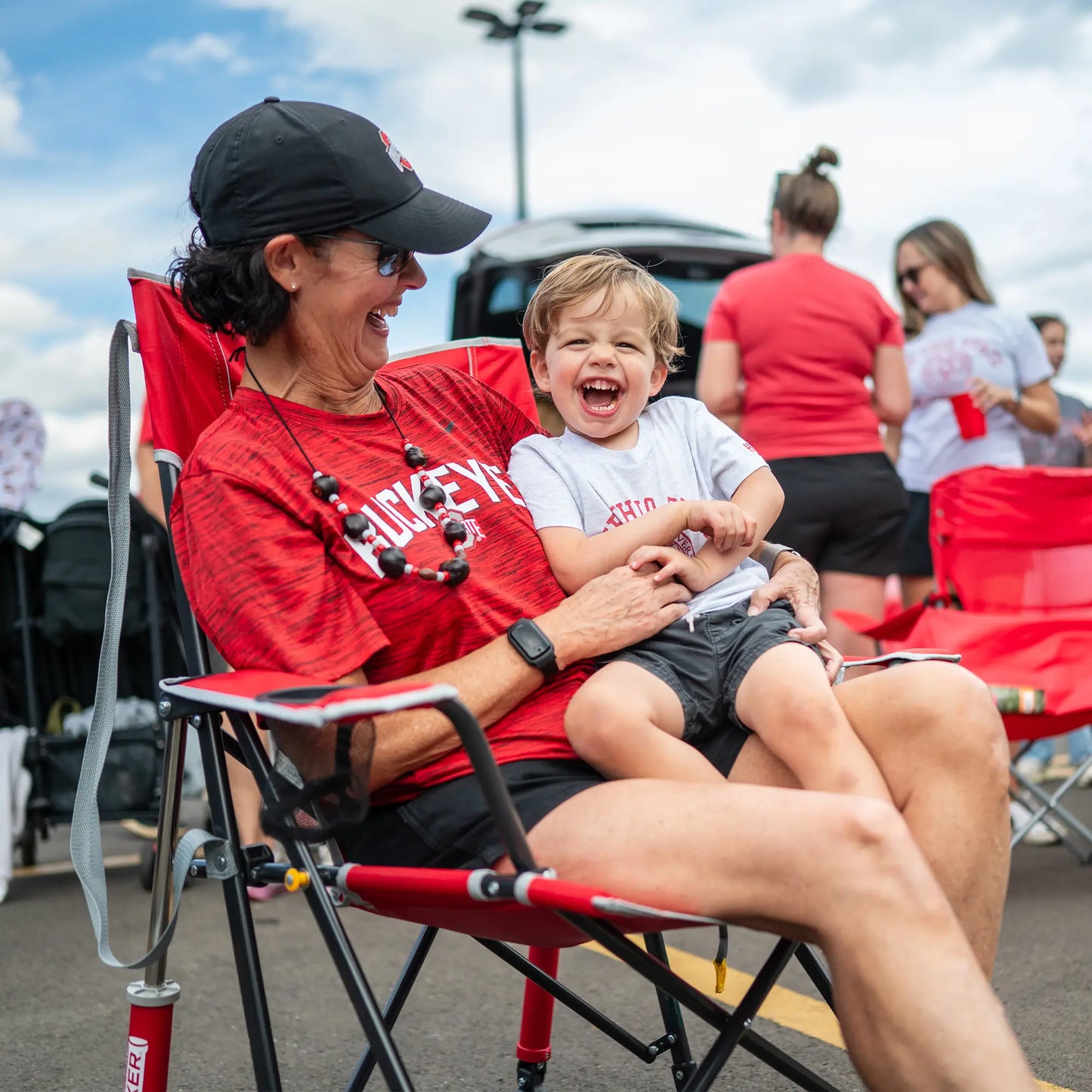 Patented Spring-Action College Comfort Pro Rocker - Ohio State Buckeyes - Choice 676 - RoadTrip Rocker Smooth Motion Camp Chair Detail