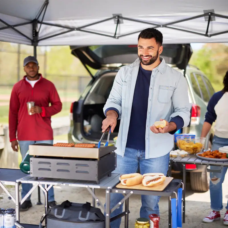 Compact Grilling Slim-Fold Cook Station - Choice 575 - Portable Compact BBQ Grilling Tool Set Detail