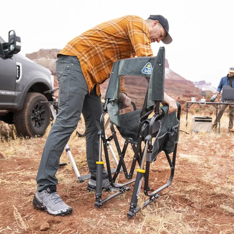 Luxury Camp Stowaway Rocker - Choice 794 - Freestyle Rocker Portable Outdoor Folding Chair Detail