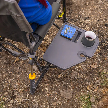 Premium All-Weather Stowaway Rocker with Side Table - Choice 253 - Heavy-Duty Kickback Rocker with Beverage Holder Detail