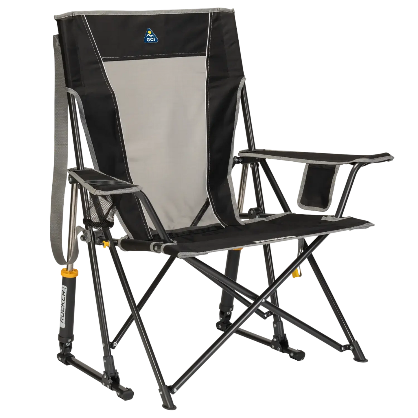 Heavy-Duty Freestyle Comfort Pro Rocker - Choice 375 - Freestyle Rocker Portable Outdoor Folding Chair - Black