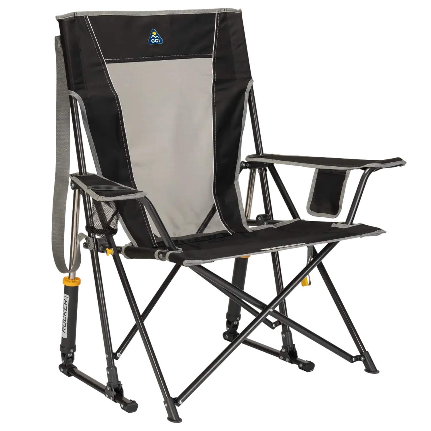 Heavy-Duty Freestyle Comfort Pro Rocker - Choice 375 - Freestyle Rocker Portable Outdoor Folding Chair - Black