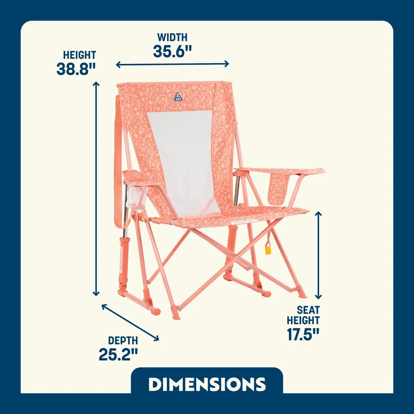Heavy-Duty Freestyle Comfort Pro Rocker - Choice 375 - Freestyle Rocker Portable Outdoor Folding Chair Detail