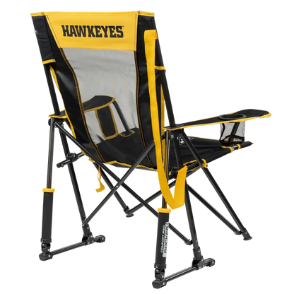 Luxury Camp College Comfort Pro Rocker - Iowa Hawkeyes - Choice 249 - Patented Spring-Action Rocking Chair for Camping Detail