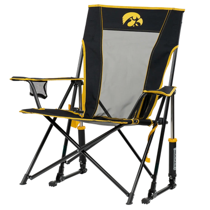 Luxury Camp College Comfort Pro Rocker - Iowa Hawkeyes - Choice 249 - Patented Spring-Action Rocking Chair for Camping Detail