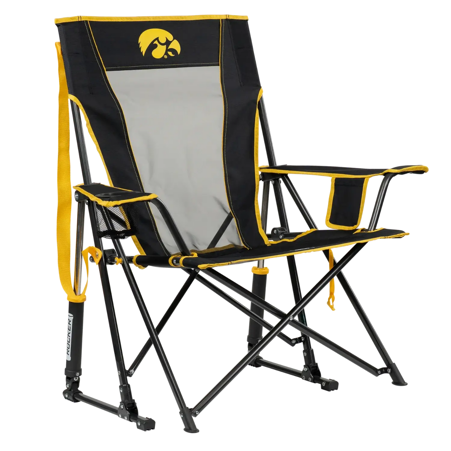 Luxury Camp College Comfort Pro Rocker - Iowa Hawkeyes - Choice 249 - Patented Spring-Action Rocking Chair for Camping - Default Title