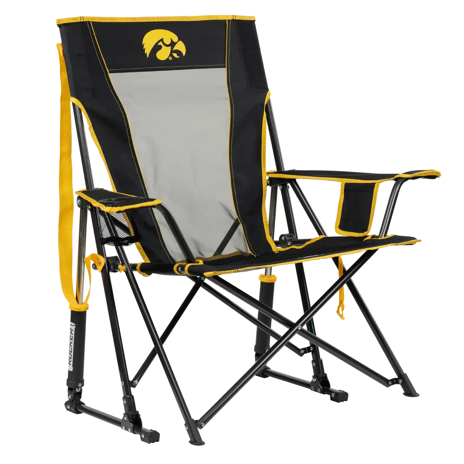 Luxury Camp College Comfort Pro Rocker - Iowa Hawkeyes - Choice 249 - Patented Spring-Action Rocking Chair for Camping - Default Title