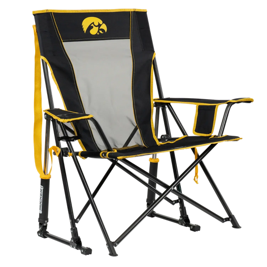 Luxury Camp College Comfort Pro Rocker - Iowa Hawkeyes - Choice 249 - Patented Spring-Action Rocking Chair for Camping - Default Title