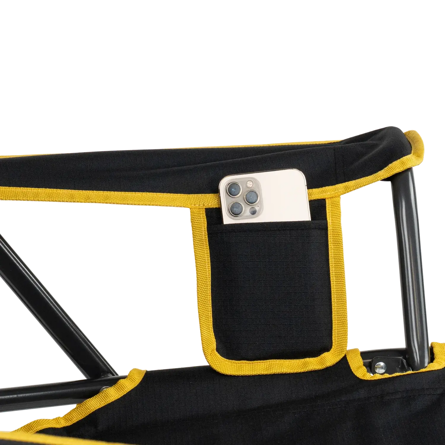 Luxury Camp College Comfort Pro Rocker - Iowa Hawkeyes - Choice 249 - Patented Spring-Action Rocking Chair for Camping Detail
