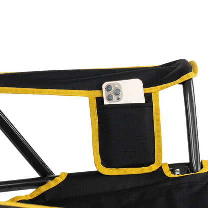 Luxury Camp College Comfort Pro Rocker - Iowa Hawkeyes - Choice 249 - Patented Spring-Action Rocking Chair for Camping Detail
