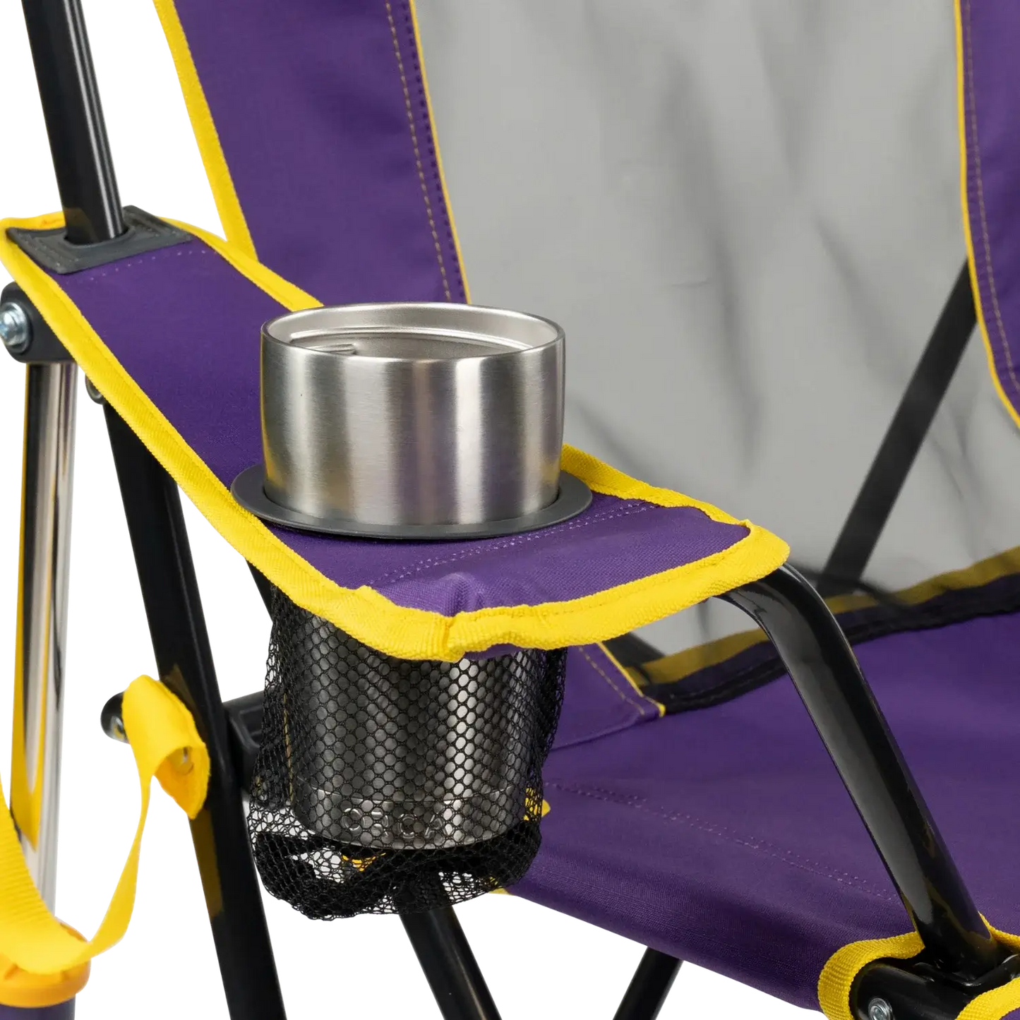 Luxury Camp College Comfort Pro Rocker - LSU Tigers - Choice 880 - RoadTrip Rocker Smooth Motion Camp Chair Detail