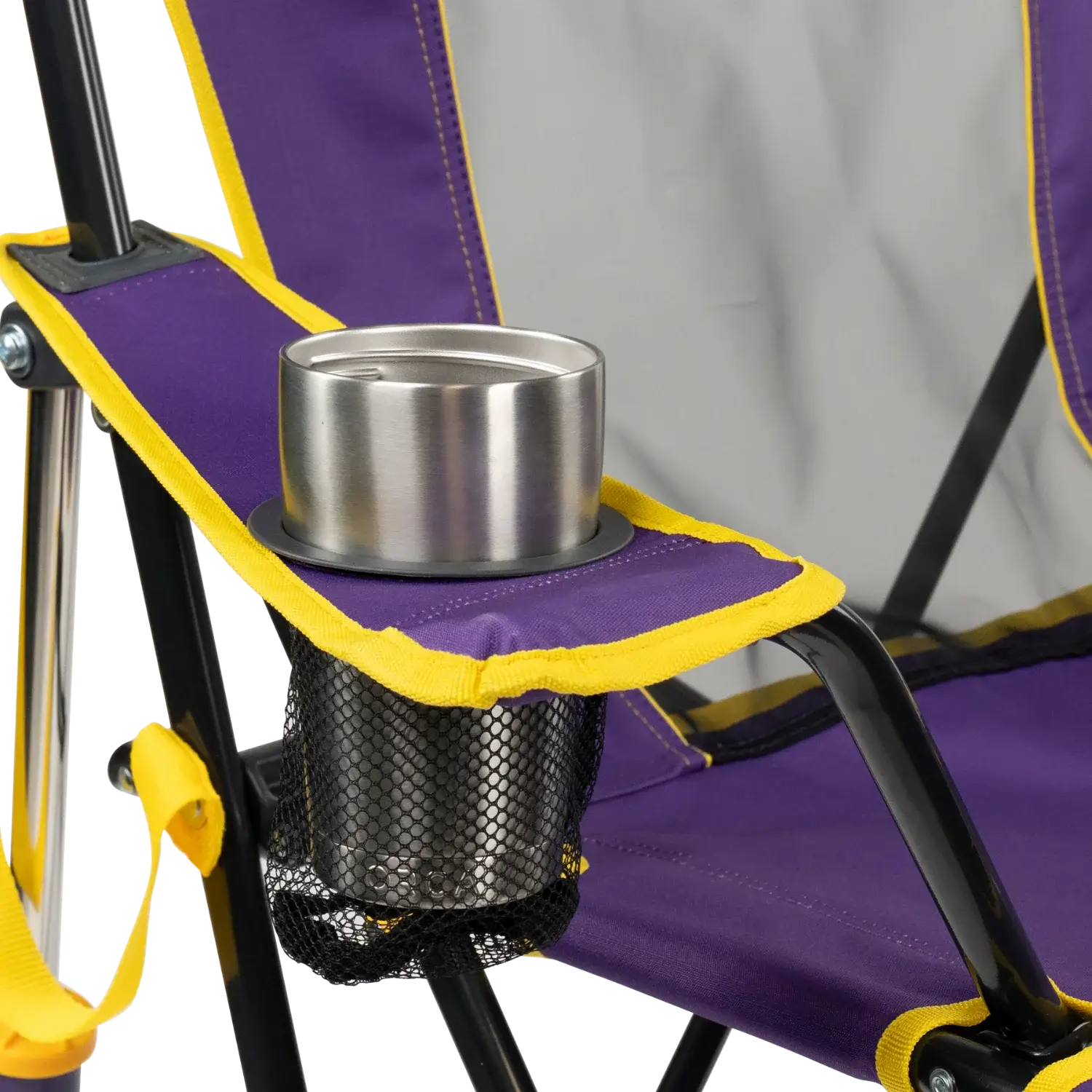 Luxury Camp College Comfort Pro Rocker - LSU Tigers - Choice 880 - RoadTrip Rocker Smooth Motion Camp Chair Detail
