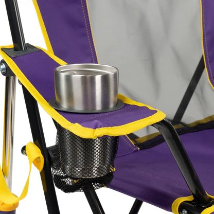 Luxury Camp College Comfort Pro Rocker - LSU Tigers - Choice 880 - RoadTrip Rocker Smooth Motion Camp Chair Detail