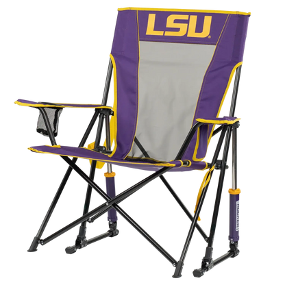 Luxury Camp College Comfort Pro Rocker - LSU Tigers - Choice 880 - RoadTrip Rocker Smooth Motion Camp Chair Detail