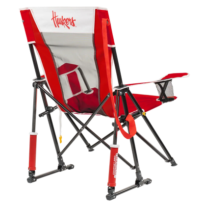 Luxury Camp College Comfort Pro Rocker - Nebraska Cornhuskers - Choice 161 - RoadTrip Rocker Smooth Motion Camp Chair Detail