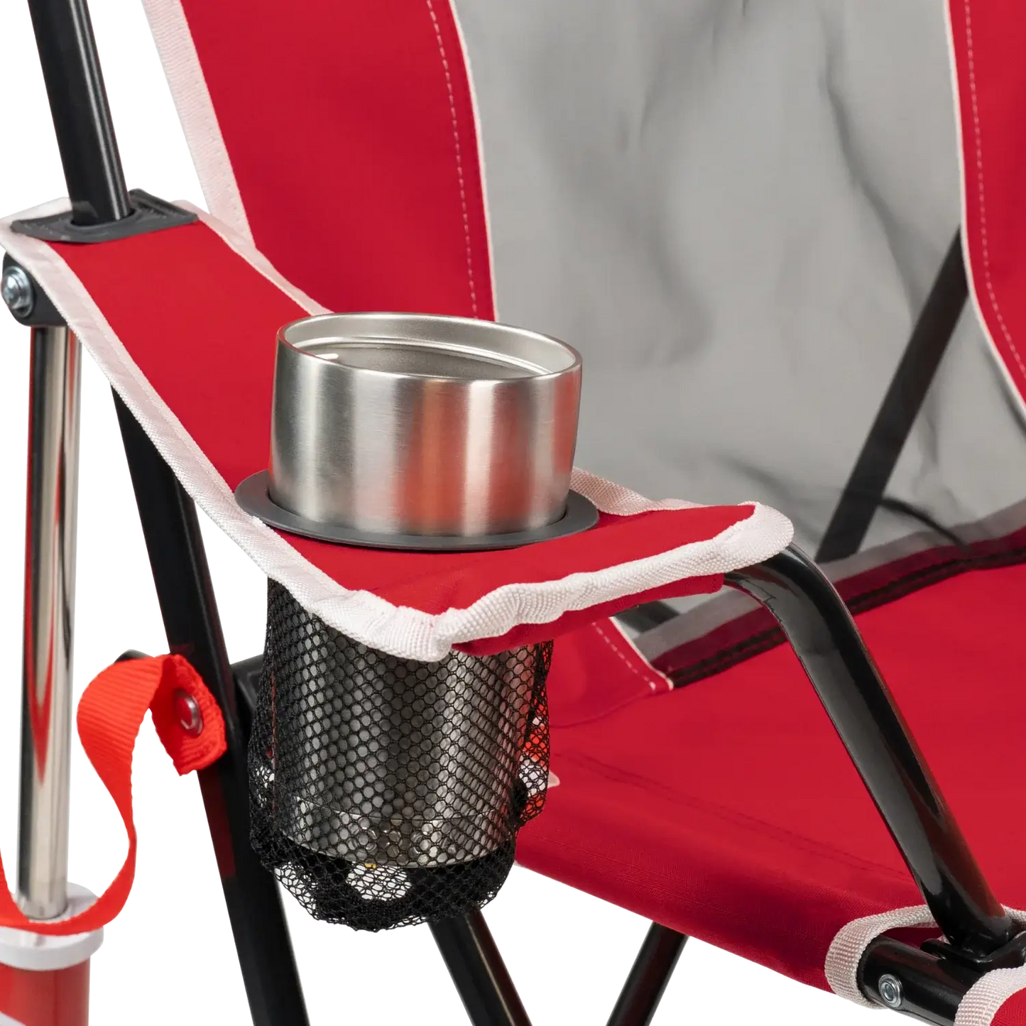 Luxury Camp College Comfort Pro Rocker - Nebraska Cornhuskers - Choice 161 - RoadTrip Rocker Smooth Motion Camp Chair Detail