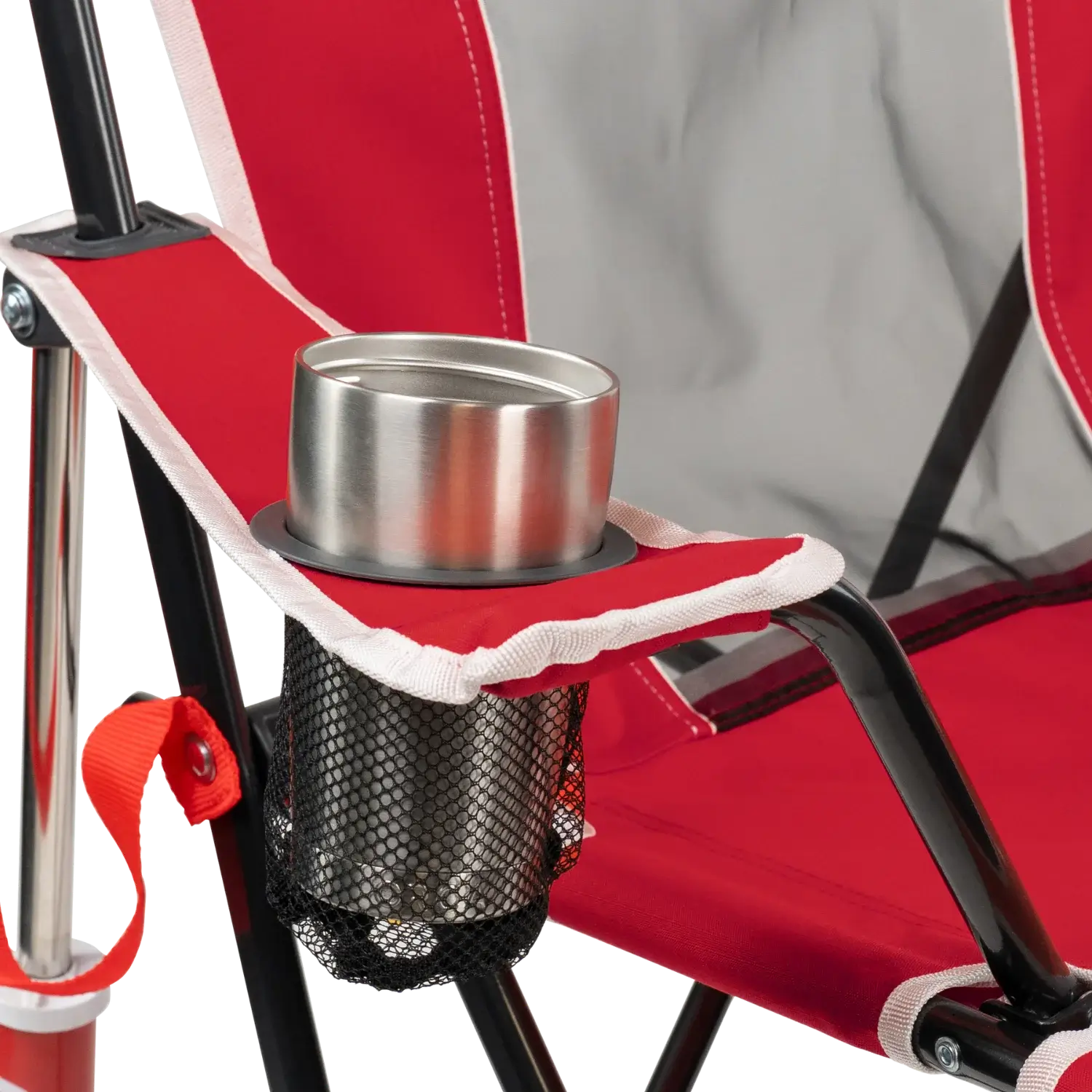 Luxury Camp College Comfort Pro Rocker - Nebraska Cornhuskers - Choice 161 - RoadTrip Rocker Smooth Motion Camp Chair Detail
