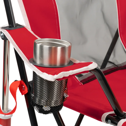 Luxury Camp College Comfort Pro Rocker - Nebraska Cornhuskers - Choice 161 - RoadTrip Rocker Smooth Motion Camp Chair Detail