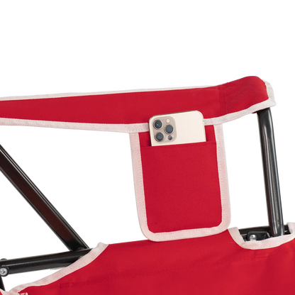 Luxury Camp College Comfort Pro Rocker - Nebraska Cornhuskers - Choice 161 - RoadTrip Rocker Smooth Motion Camp Chair Detail