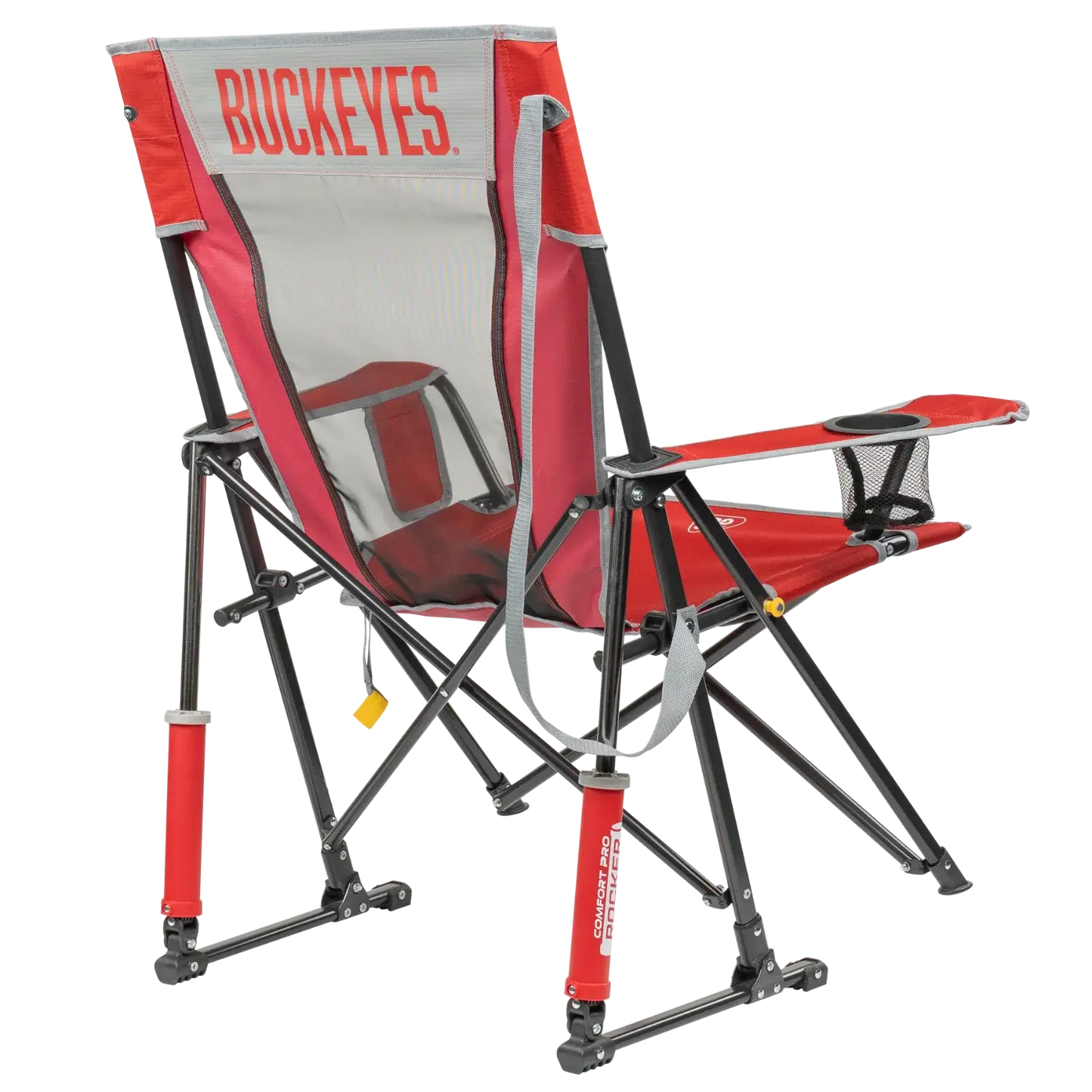Patented Spring-Action College Comfort Pro Rocker - Ohio State Buckeyes - Choice 676 - RoadTrip Rocker Smooth Motion Camp Chair Detail