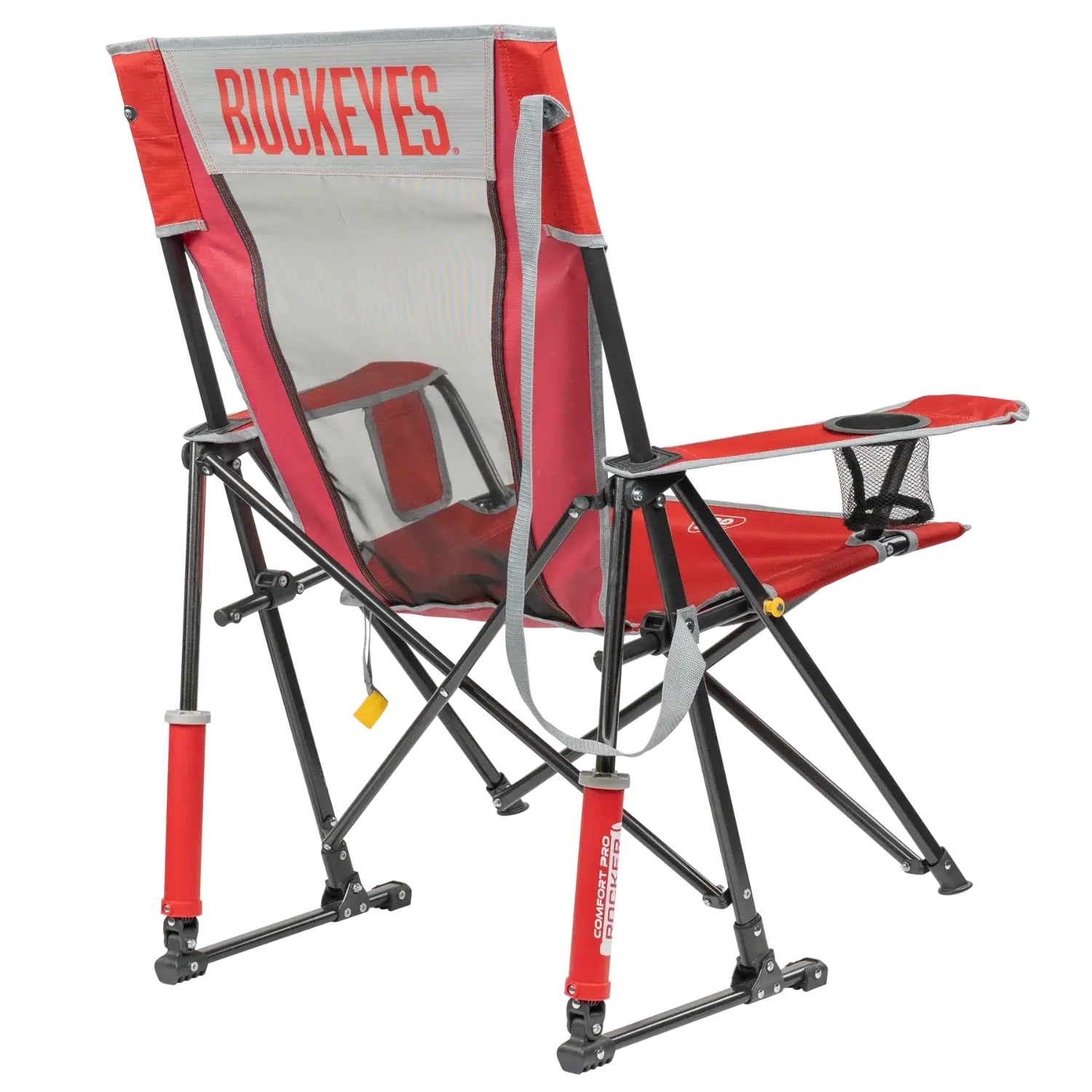 Patented Spring-Action College Comfort Pro Rocker - Ohio State Buckeyes - Choice 676 - RoadTrip Rocker Smooth Motion Camp Chair Detail