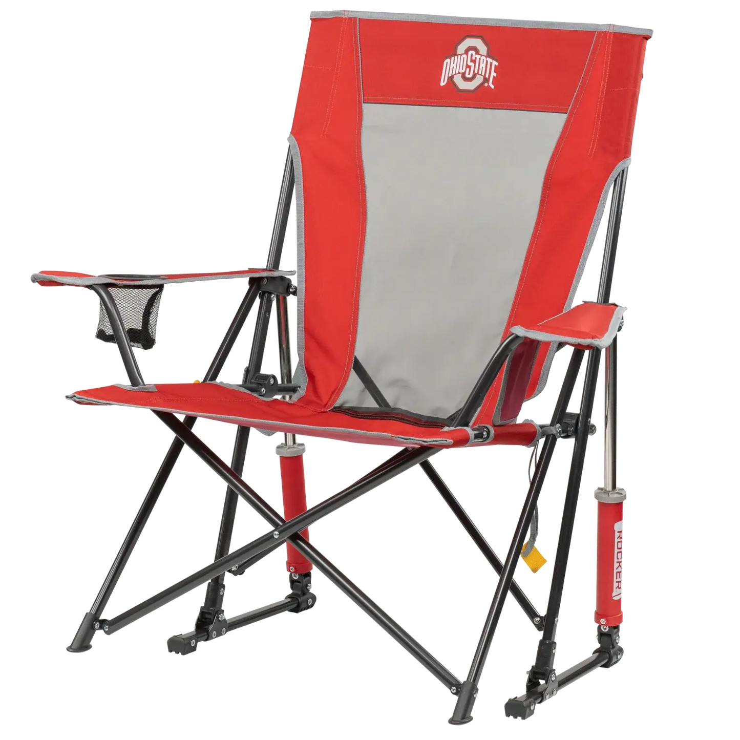 Patented Spring-Action College Comfort Pro Rocker - Ohio State Buckeyes - Choice 676 - RoadTrip Rocker Smooth Motion Camp Chair Detail