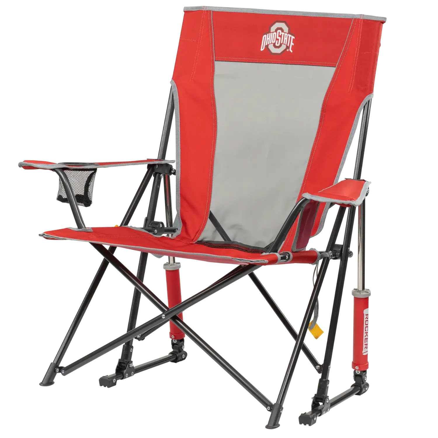 Patented Spring-Action College Comfort Pro Rocker - Ohio State Buckeyes - Choice 676 - RoadTrip Rocker Smooth Motion Camp Chair Detail