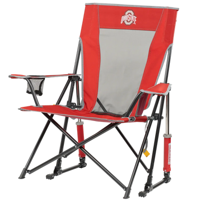 Patented Spring-Action College Comfort Pro Rocker - Ohio State Buckeyes - Choice 676 - RoadTrip Rocker Smooth Motion Camp Chair Detail