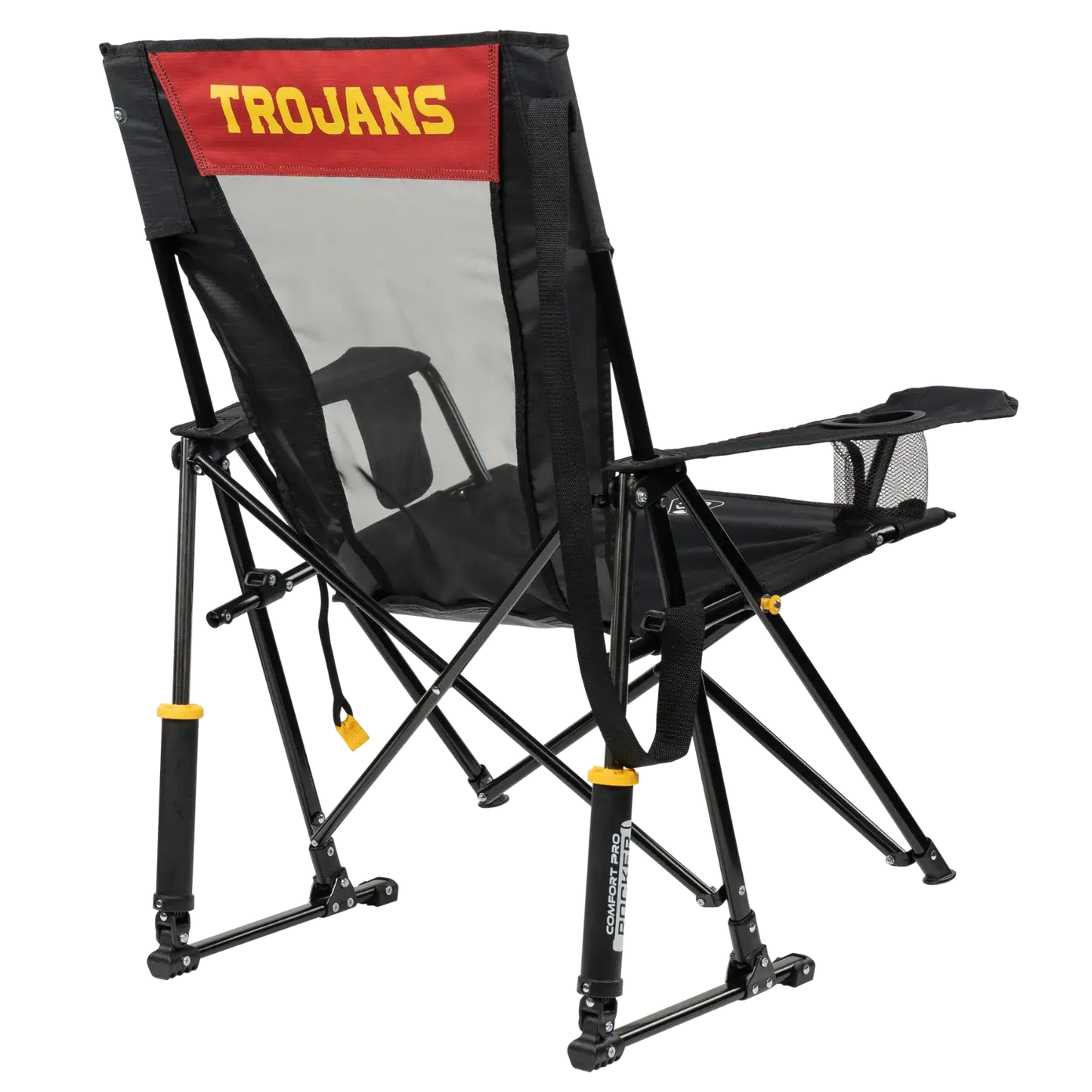 Luxury Camp College Comfort Pro Rocker - USC Trojans - Choice 856 - Freestyle Rocker Portable Outdoor Folding Chair Detail
