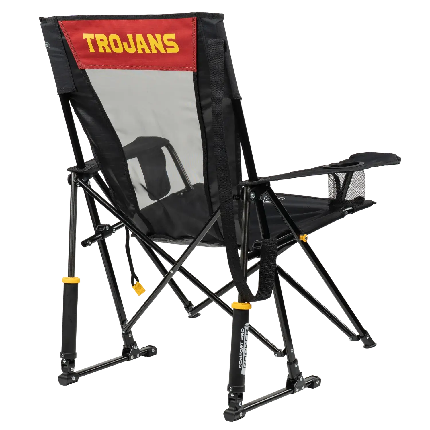Luxury Camp College Comfort Pro Rocker - USC Trojans - Choice 856 - Freestyle Rocker Portable Outdoor Folding Chair Detail